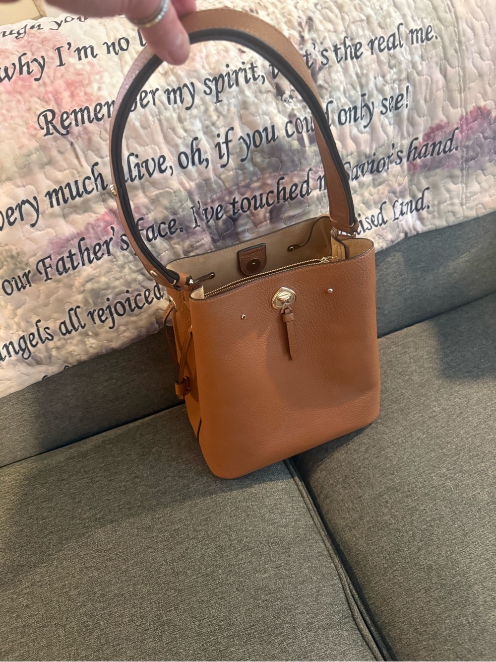 kate spade Tan Leather Bucket Shoulder Bag